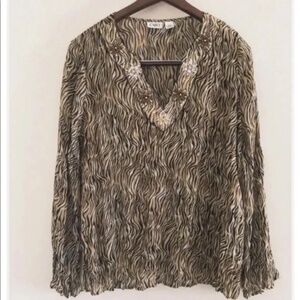 Animal Print Tunic Long Sleeves Blouse Women’s L